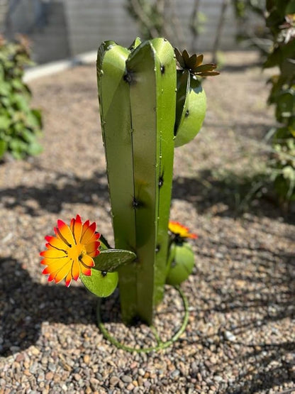Metal Saguaro Cactus - Garden Art (Olive)