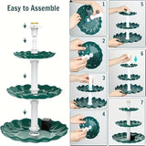 HEERTTOGO 1Pc of 3-Layer Bird Bath with Solar Pump, DIY Solar Fountain, Detachable, Suitable for Bird Bath, Garden, Outdoor Bird Feeder, 3-Layer Flowing Fountain, Swimming Pool Decoration Accessories