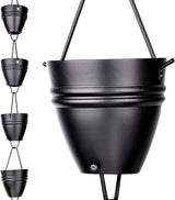RainChains Pacific Twin Stripe Rain Chain 8.5ft Black Aluminum Rain Chains for Outside Decorative Gutter Chain Downspout.