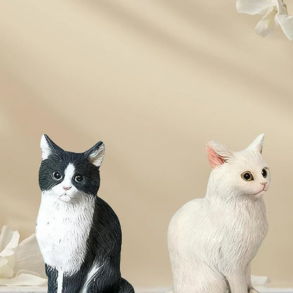 Cat Resin Outdoor Tree Sculpture Gift Garden Terrace Lawn Outdoor Cat Statue (Black)