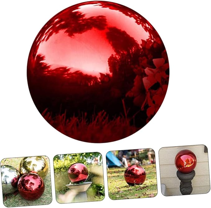 Outanaya Stainless Steel Garden Gazing Ball Polished Reflective Metal Sphere for Outdoor Decor 5.91-in Decorative Mirror Ball for Gardens and Patios