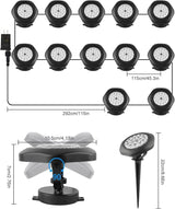 RGB Underwater Pond Lights,Super Bright 18 LED Submersible Fountain Lights, Bluetooth APP Control IP68 Waterproof Color Changing Spotlights for Fish Aquarium Tank Yard Garden Pool(Set of 12)