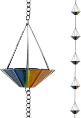 9.6 Ft Rain Chains for Outside, Decorative Metel Rain Gutter Chain with 10 Colorful Cups for Eaves Drainage, Replacement for Downspout
