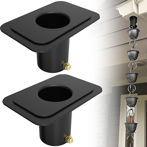 ForoGore 2 Pack Rain Chain Gutter Adapter Black Metal Rain Chain Adapter with Bolt Rain Chain Installation for Rain Chain Outside Gutters Downspout