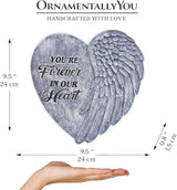 OrnamentallyYou Elegant Resin Stepping Stone, Outdoor Garden Pathway Decoration (You’re Forever in Our Hearts Angel Wing Stepping Stone, 9.5" Garden Decorative Memorial Resin Figurine)