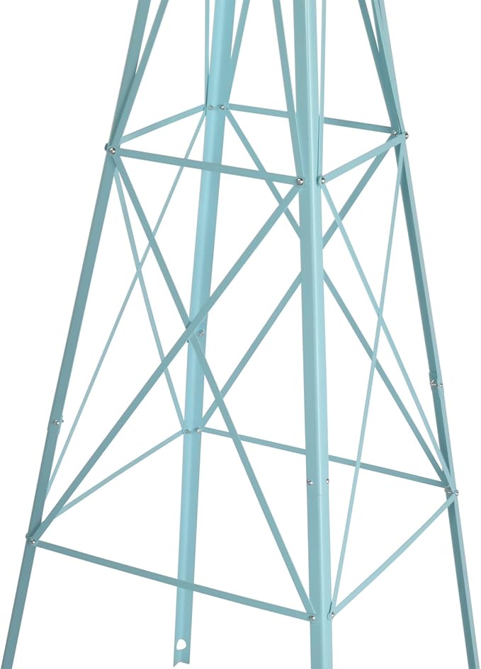 Metal Windmill for Garden Yard Decor, 8ft Tall Windmill Pinwheels Outdoor with Spinning Blades, Weather Vanes Lawn Ornaments, Weather-Resistant, Blue
