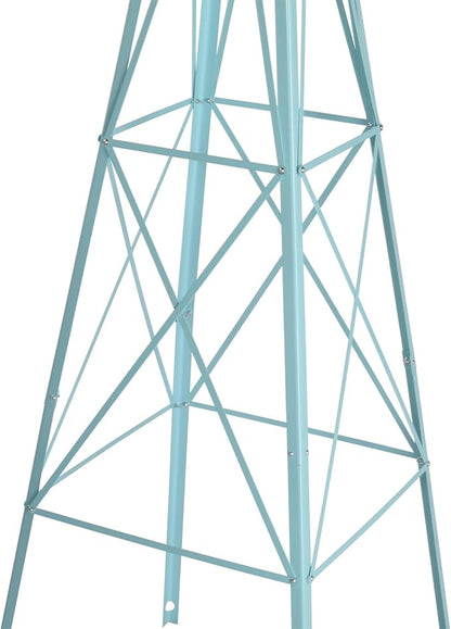 Metal Windmill for Garden Yard Decor, 8ft Tall Windmill Pinwheels Outdoor with Spinning Blades, Weather Vanes Lawn Ornaments, Weather-Resistant, Blue