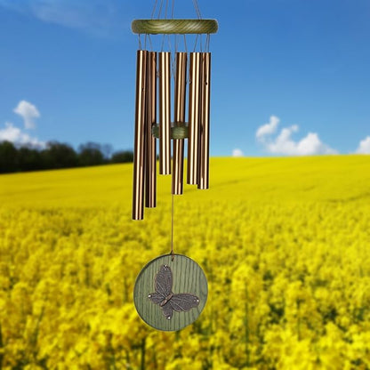 Woodstock Chimes Signature Collection, Woodstock Habitats Chime, 17'' Green, Butterfly Habitats and Nature Wind Chimes for Outdoor, Patio, Home or Garden Décor (HCGB)