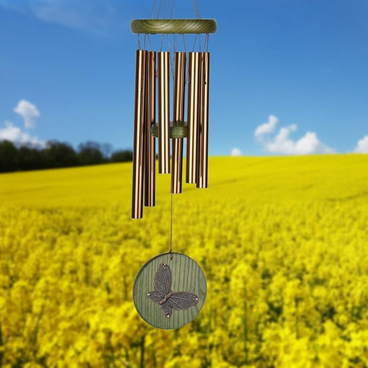 Woodstock Chimes Signature Collection, Woodstock Habitats Chime, 17'' Green, Butterfly Habitats and Nature Wind Chimes for Outdoor, Patio, Home or Garden Décor (HCGB)