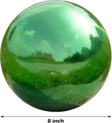 Nerien 8 Inch Gazing Ball, Stainless Steel Garden Mirror Globe, Polished Ornament Sphere, Hollow Floating Reflective Hemisphere, Home Outdoor Pond Housewarming Swimming Pool Decoration Gift, Green
