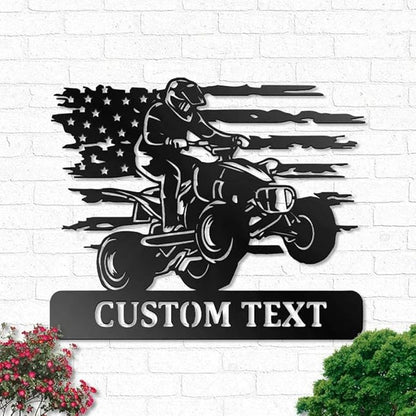 Custom US Bike Metal Wall Art, Customized Family Name Wall Decor, Rustic Home Decor, Monogram Wall Sculpture, Porch Decorations Outdoor/Gift-74