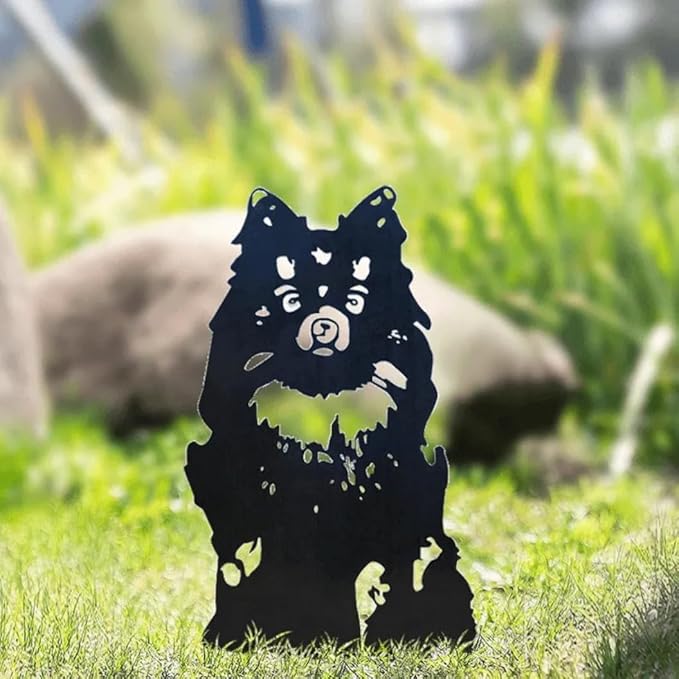 Dog Style Metal Puppy Silhouette Garden Statues French Bulldog/Doberman Pinscher Backyard Lawn Stakes, Festival Decorations & Yard Decor Iron Art (Dd)
