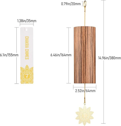 Chakra Chimes Natural Bamboo Wind Chimes Meditation Chord Windchime Wind Bell for Home Decoration Zen Mindfulness Solar Plexus Chakra