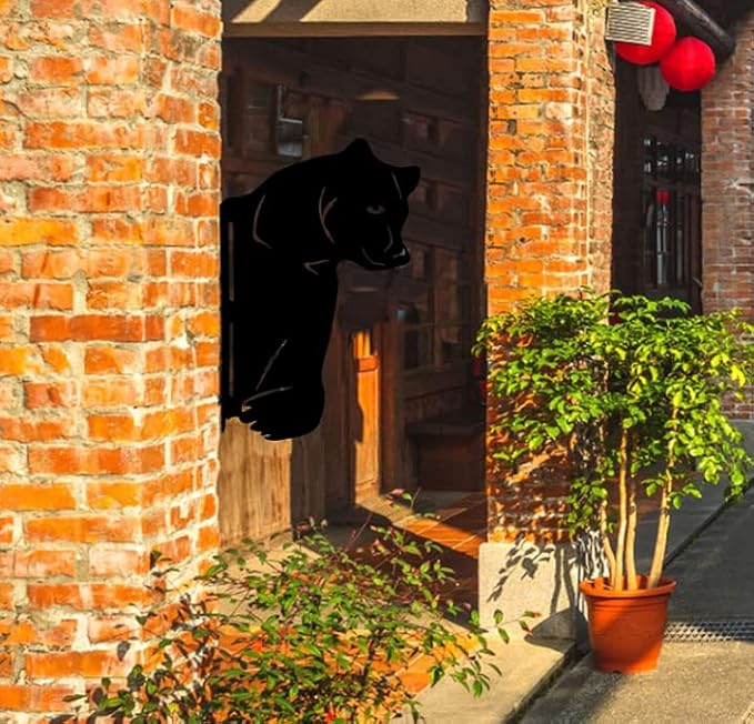 Farm Bear Art Garden Decor Outdoor Decoration, Farm Peeping Cow Metal Art Outdoor Decor, Fence Animals Silhouette Art Decoration for Farmhouse, Yard, Lawn Weather (D)