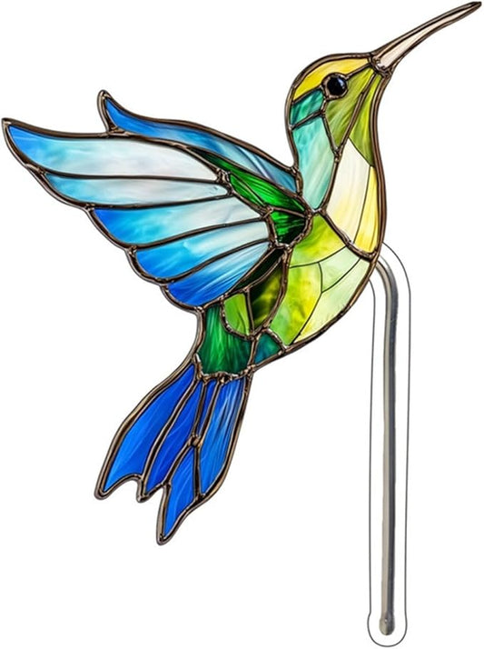 Bird Butterfly Flower Plant Pot Stake Decoration, 4.7 Inch 2D Colorful Acrylic Bird Butterfly Garden Ground Insert Decor, Outdoor Yard Lawn Pathway Patio Art Ornaments, Gifts for Mom (R)