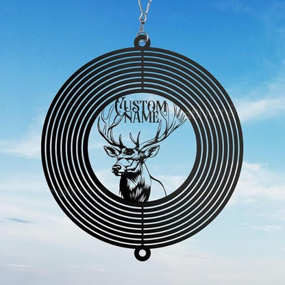 Personalized Elk Metal Wind Spinner, Custom Hanging Sculpture for Outdoor Display, Kinetic Wildlife Art, Rustic Cabin Decor (Elk Garden Wind Spinner)
