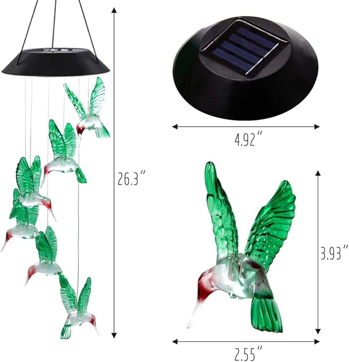 MorTime 2 Pack Wind Chime, Color Changing Mobile LED Solar Wind Chime Outdoor Mobile Hanging Patio Light, Porch, Deck, Garden Decor