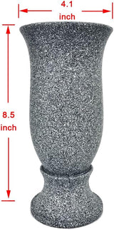 Grave Decorations for Cemetery Vase for Flowers with Stakes and Floral Foam, Draining Holes - for Garden, Grave,Cemetery,Lawn, Yard - Memorial Grave Decorations - Nature Granite Colour