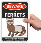 SmartSign Funny Beware Of Ferrets Warning Sign - 10"x7", 40 mil Laminated Rust-free Aluminum - Metal Signs for Wall Decor, Outdoors, Patio, Gifts, Cafe - Ferrets Theme, Made in USA