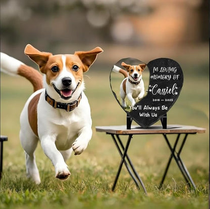 EBONY Personalized Pet Memorial Garden Stones for Dog or Cat Headstone Custom Pet Memorial Stone Customize with Name and Date Message Gift for Loss of Dog & Cat Lover (Heart)