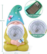 FREECUBE Solar Garden Gnomes Outdoor Statues Garden Decor for Outside Garden Gnome Statue Solar Garden Gnome Statue Waterproof Outdoor Patio Decor for Lawn Grden