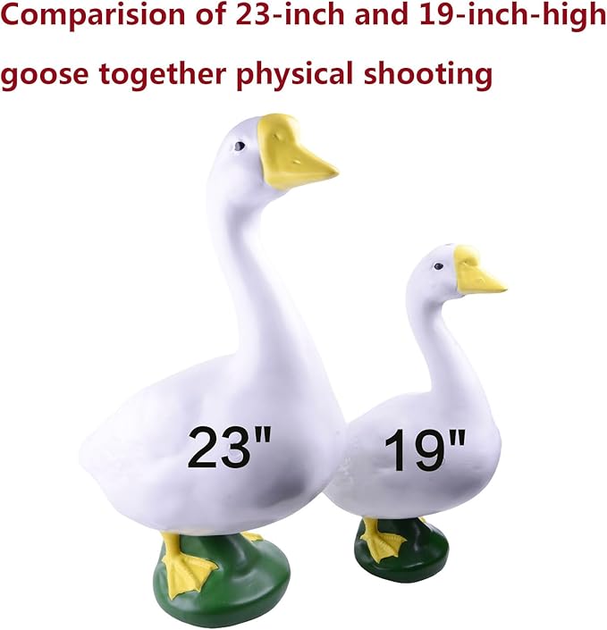 19" Resin Cement Porch Goose Statue with magenetic Wig for Free New Home Gift for Outdoor Decorative Figurine for Garden, Patio, or Entryway Accent (21" Statue with Wig)