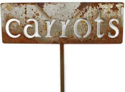 Classic Metal Garden Markers 19 Inches Tall (carrots, Naturally Rusted)
