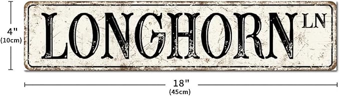 Madcolitote Personalized Longhorn Street Sign Vintage Longhorn Wood Signs Farmhouse Wall Art Rustic Wall Decorations for Living Room Home Decor for Home Bars Clubs Cafes Man Cave Party 4x18in