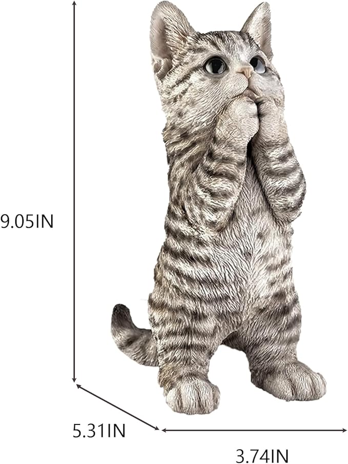 Elenon Praying Cat Figurine Garden Decor, Ornaments Pets Memorial Art Decorative, Kitten Statue Gift for Home Yard Patio Lawn Flower Bed (Grey)
