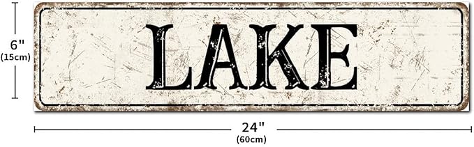 Madcolitote Vintage Lake Wood Sign Lake Custom Street Sign Rustic Wooden Wall Art Farmhouse Wall Decor Kitchen Wall Hanging Signs Wall Sign Home Decor Housewarming Gift 6x24in