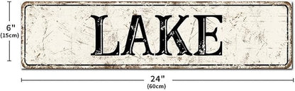 Madcolitote Vintage Lake Wood Sign Lake Custom Street Sign Rustic Wooden Wall Art Farmhouse Wall Decor Kitchen Wall Hanging Signs Wall Sign Home Decor Housewarming Gift 6x24in