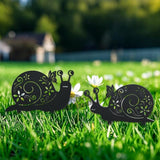 WADORN 2 Styles Snails Metal Decorative Garden Stakes, Funny Snails Flower Metal Silhouette Statues Animals Garden Ornament Gifts Black Yard Art Decoration for Outdoor Backyard Patio Lawn Walkways