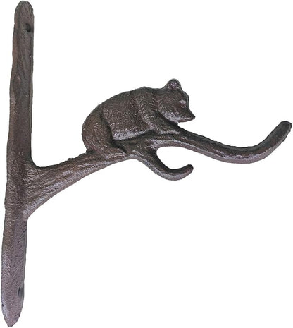 Wrought Iron Plant Hanger Bracket with Bear Design, Decorative Hook for Indoor/Outdoor Use – Ideal for Hanging Baskets, Bird Feeders, Lanterns, and Wind Chimes