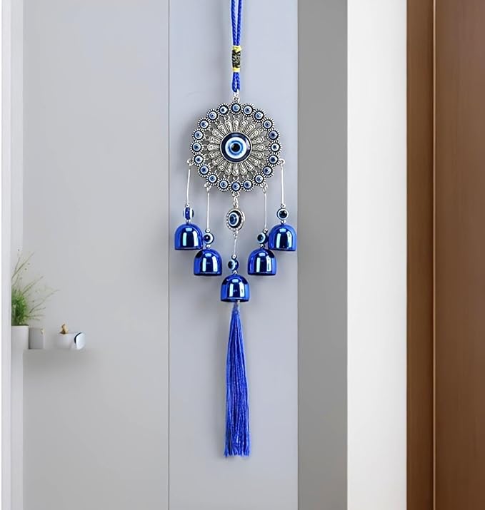 Creative Handmade Alloy Wind Chime Evil Eye Butterfly Sunflower Talisman Pendant Handmade Good Luck Charm, Car Kitchen Home Garden Patio Office (1pc Evil Eye)