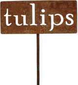 Classic Metal Garden Markers 19 Inches Tall (tulips, Naturally Rusted)