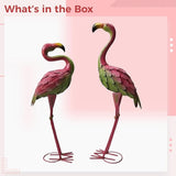 2 Pcs Garden Statues Metal Flamingos, 23.6 in, for Outdoor Decor, Iron Flamingo Ornament for Wedding, Lawn, Patio, Gifts
