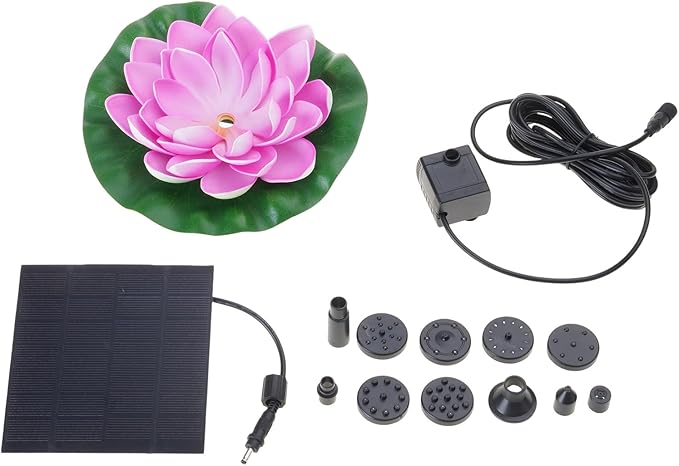Solar Garden Fountain Water Lilies Designs Outdoor Bird Bath Accessories Suitable for Patios and Fish Pond Fish Pond Accessories