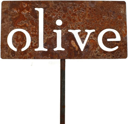 Classic Metal Garden Markers 19 Inches Tall (olive, Naturally Rusted)