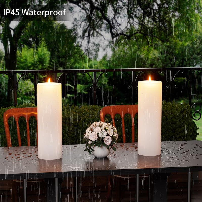 12" x 4" Outdoor Candle - White with Remote Timer