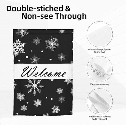 Gkyygk Winter Snowflake Christmas Welcome Garden Flag 12x18 Inch Double Sided Small Burlap Banners Yard House Decor for Men Women