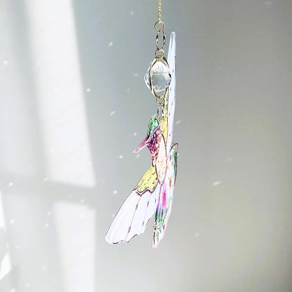 Green Acrylic Hummingbird Flowers Garden Suncatcher Window Hanging Crystal Prism Rainbow Maker Sun Catcher Ornaments Appreciation Thank You Gifts for Mom Grandma Sister Home Decor