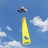 Funny Metal UFO Spaceship Wind Chime with Summoning Card Quirky Sci-Fi Hanging Decor for Bedroom & Study, Novelty Alien Gift for Teens & UFO Lovers, Unique Indoor Ornament (Cow)