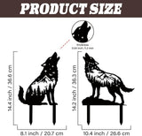 SUPERDANT 2 Pcs Metal Wolf Garden Decor for Outside Animals Yard Stakes for Decorations Outdoor Statues Iron Art Stake Decorative Silhouette Lawn Ornament Patio Porch Farmhouse Decoration Gifts