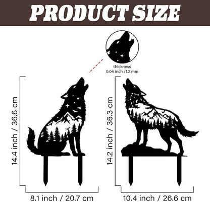 SUPERDANT 2 Pcs Metal Wolf Garden Decor for Outside Animals Yard Stakes for Decorations Outdoor Statues Iron Art Stake Decorative Silhouette Lawn Ornament Patio Porch Farmhouse Decoration Gifts