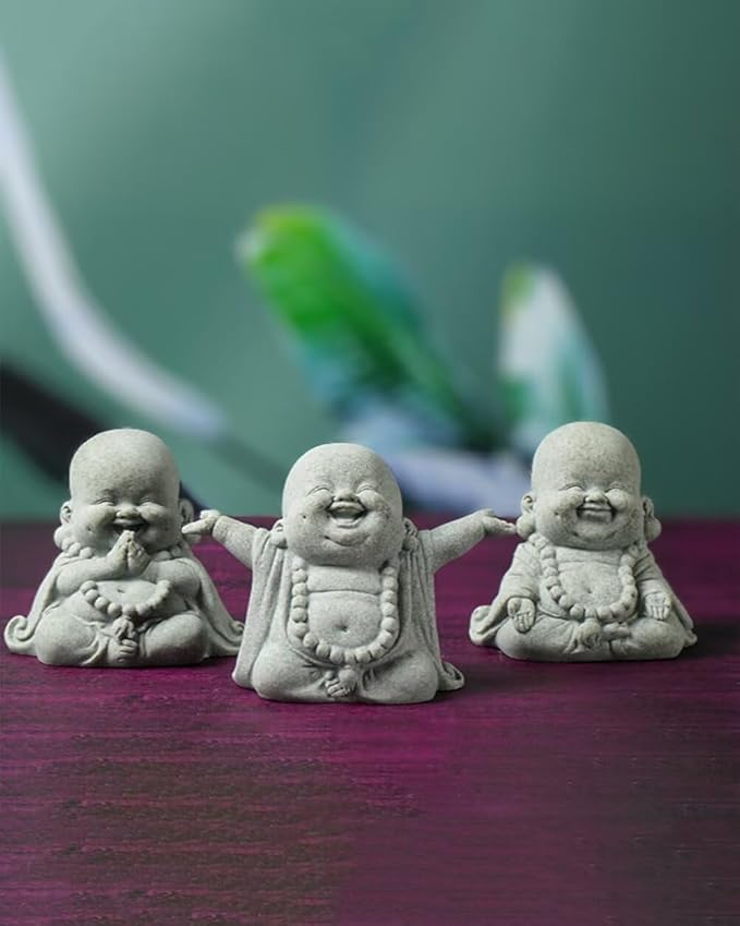 Mini Monk Buddha Statue Sandstone Statues Zen Monk Praying Statue Sculptures for Wealth Good Luck Feng Shui Decor Home Fish Tank Aquarium Garden (Style 18)