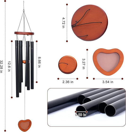 37” Large Deep Tone Wind Chimes Outdoor, Aluminum Metal Tubes, Waterproof Garden Patio Decor, Memorial Sympathy Wind Chime Gift for Mom, Loved Ones