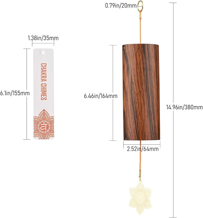 Chakra Chimes Natural Bamboo Wind Chimes Meditation Chord Windchime Wind Bell for Home Decoration Zen Mindfulness Sacral Chakra