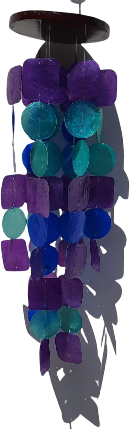 Beautiful and Unique Capiz Shell Wind Chime - Wind Chimes for Outdoors - Colorful and Whimsical Patio Decor - Ocean Decor - Garden Gifts (Teal, Green and Blue)