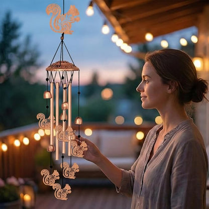 Wind Chimes for Outside, Squirrel Style Waterproof Aluminum Windchimes Suitable for Outdoor Garden Patio Porch Decor, Unique 33“ Metal Memorial Wind Chimes Friendship Gifts for Women