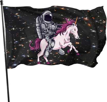 Astronaut Unicorn Flag 3x5 Ft Outdoor Indoor With Grommet Garden Yard Banner Decorative Sign